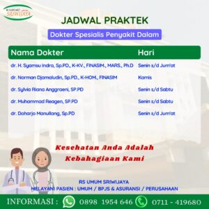 Jadwal Praktek Dokter Spesialis Penyakit Dalam