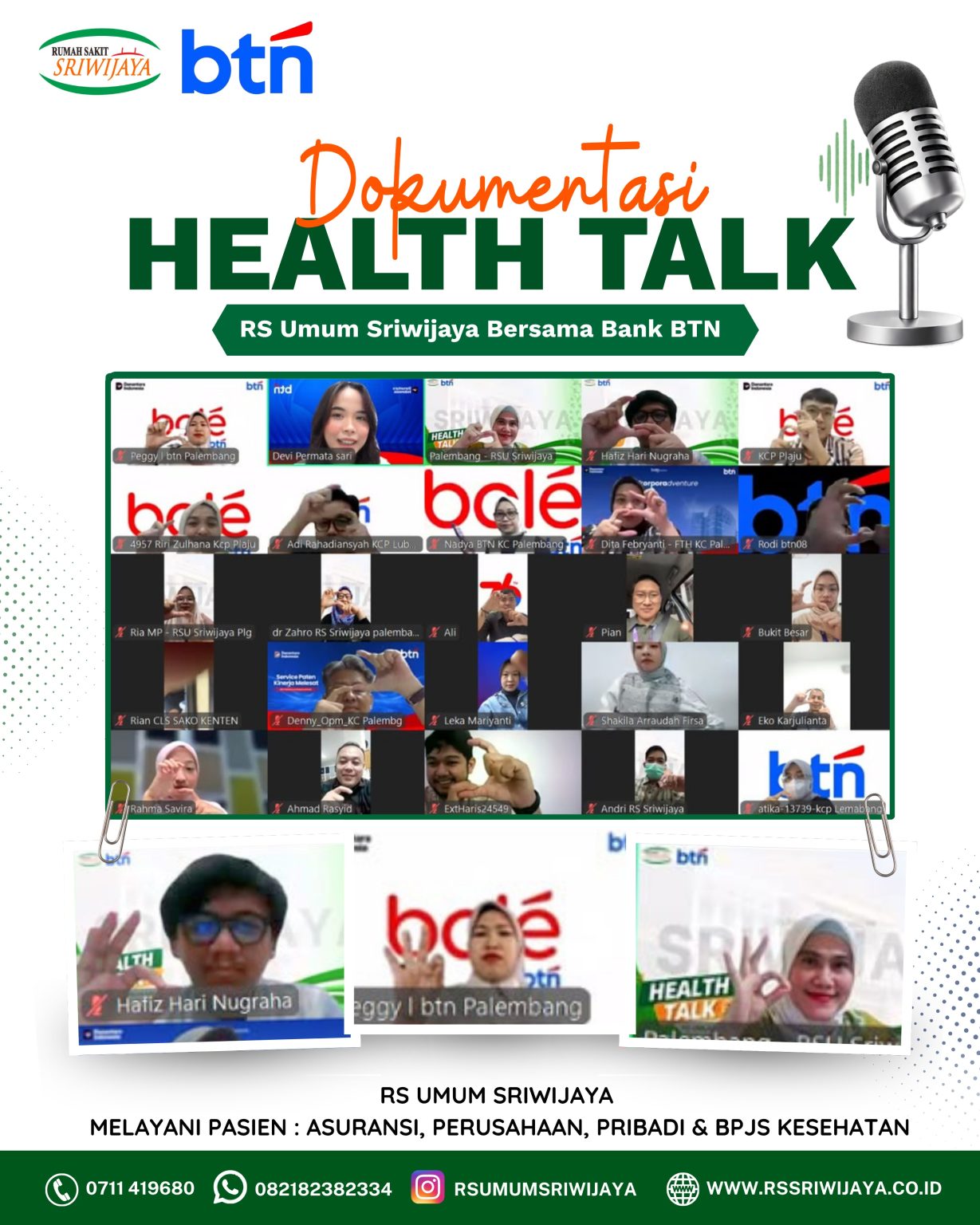🎙️✨ DOKUMENTASI HEALTH TALK RS UMUM SRIWIJAYA BERSAMA BANK BTN 💚🧡RS Umum Sriwijaya bersama Ba